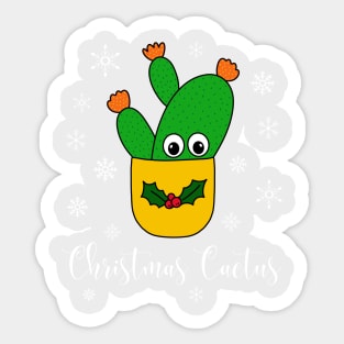 Christmas Cactus - Opuntia Microdasys Cactus In Christmas Holly Pot Sticker